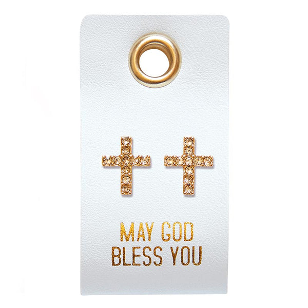 Stud Earrings - May God Bless You - Straight Cross