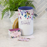 Today I'm Grateful For Purple Floral Ceramic Gratitude Jar with Cards