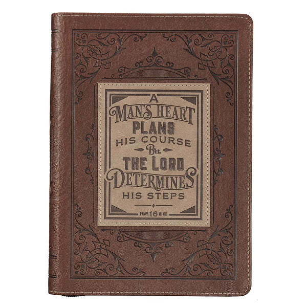 Classic Faux Leather Zippered Journal in Brown - A Man's Heart