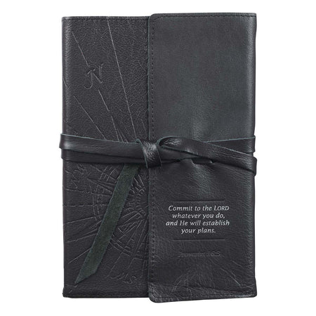 Wings of Eagles Saddle Tan Full Grain Leather Journal with Wrap Closure - Isaiah 40:31