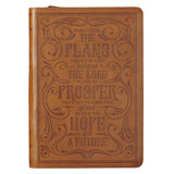 I Know the Plans Saddle Tan Faux Leather Classic Journal with Zippered Closure - Jeremiah 29:11