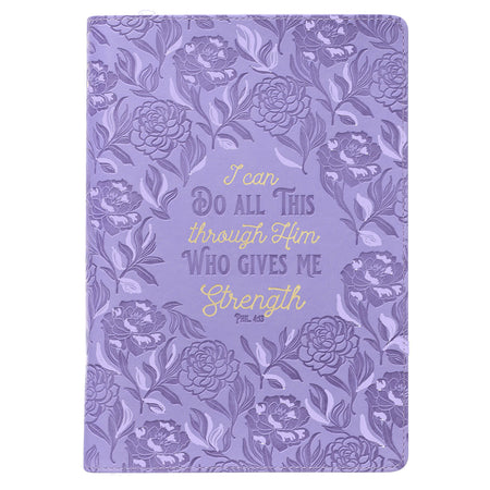 Be Still Purple Pasture Faux Leather Journal with Zippered Closure - Psalm 46:10
