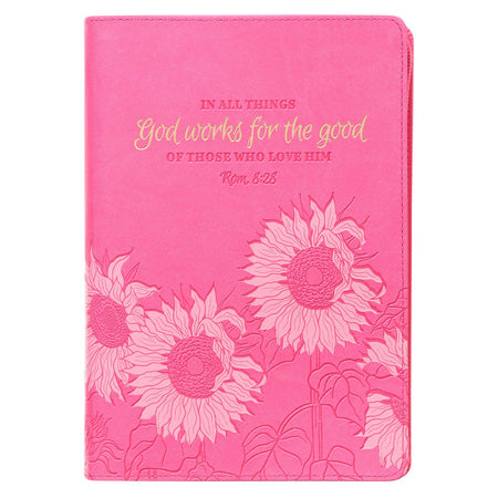 The Plans Pink Bouquet Faux Leather Classic Journal with Zippered Closure - Jeremiah 29:11
