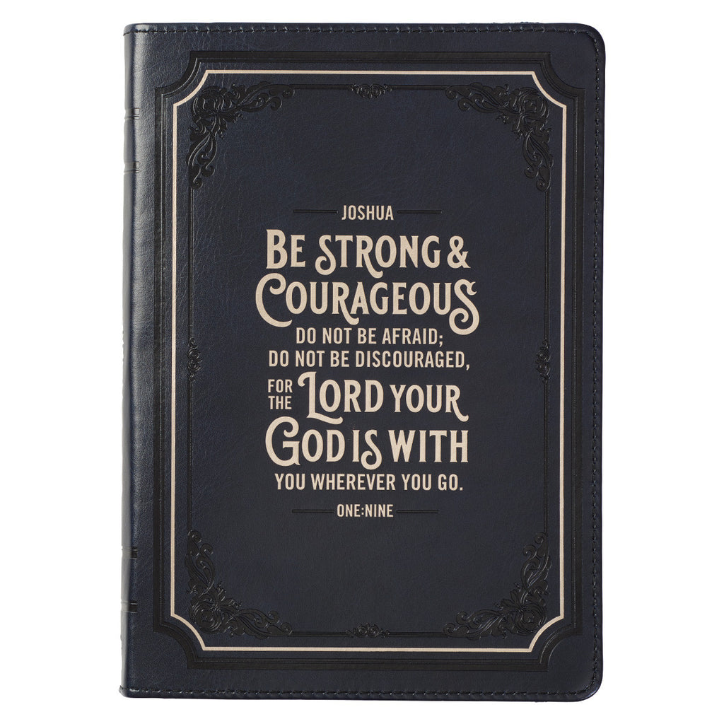 Be Strong and Courageous Black Classic Journal with Zippered Closure - Joshua 1:9