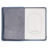 Be Still Floral Embroidered Blue Faux Leather Classic Journal with Zippered Closure - Psalm 46:10
