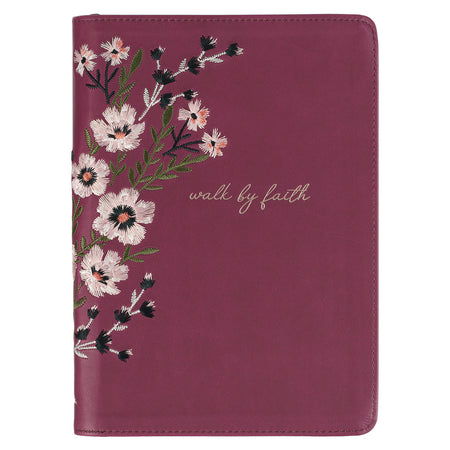 Plum Poly-Canvas Value Bible Cover with Grace Badge - John 1:16
