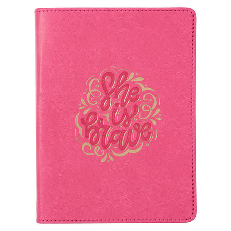 With God Pink Wreath Faux Leather Classic Journal - Matthew 19:26