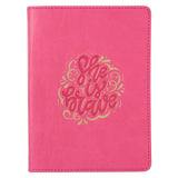She is Brave Pink Faux Leather Handy-size Journal