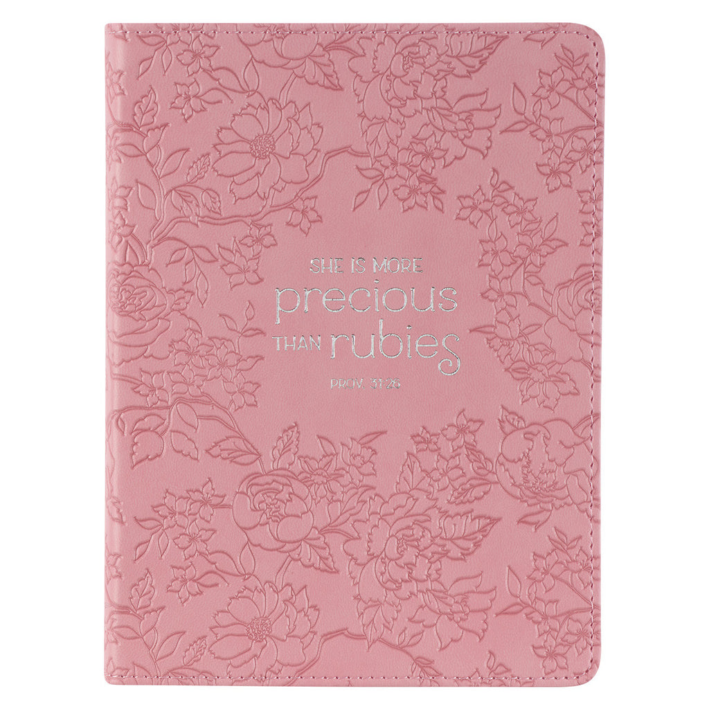 More Precious than Rubies Strawberry Pink Handy-sized Faux Leather Journal - Proverbs 31:26