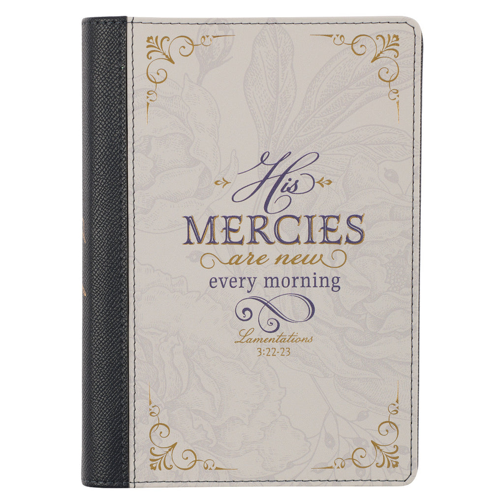 His Mercies are New Amethyst Purple Faux Leather Journal with Zipper Closure - Lamentations 3:22-23