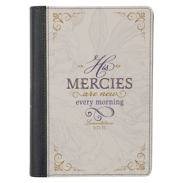 His Mercies are New Amethyst Purple Faux Leather Journal with Zipper Closure - Lamentations 3:22-23