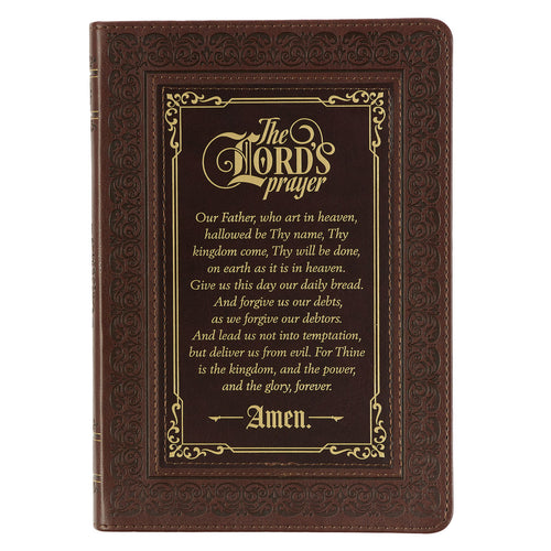 The LORD's Prayer Walnut and Burgundy Faux Leather Classic Journal - Matthew 6:9-13