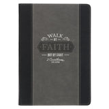 Walk by Faith Black and Gray Faux Leather Classic Journal - 2 Corinthians 5:7