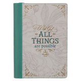 All Things are Possible Teal Tourmaline Faux Leather Journal with Zipper Closure - Matthew 19:26