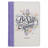 Be Still Purple Pasture Faux Leather Journal with Zippered Closure - Psalm 46:10