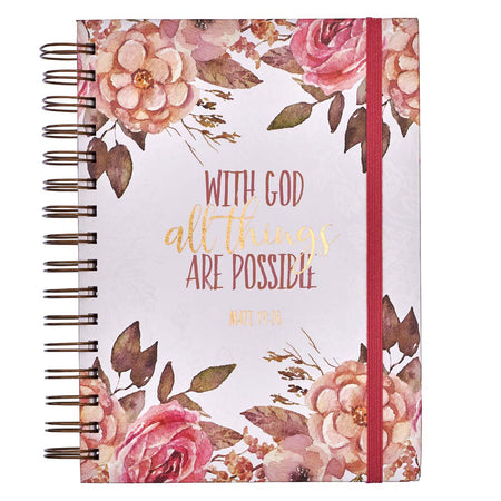 All Things are Possible Teal Tourmaline Wirebound Journal - Matthew 19:26