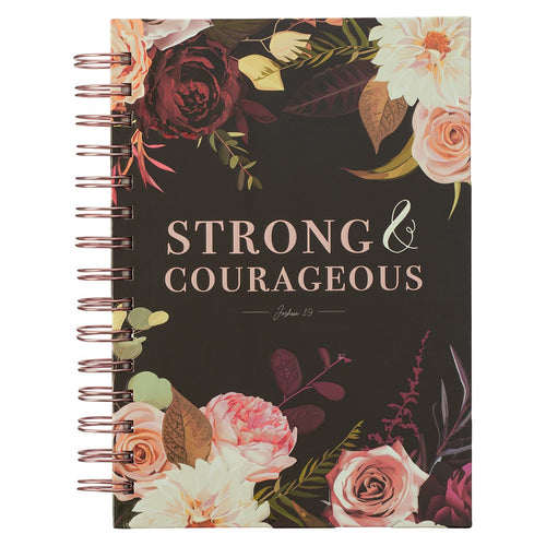 Strong and Courageous Merlot Bouquet Large Wirebound Journal - Joshua 1:9