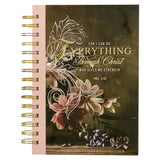 Through Christ Fluted Iris Pink and Brown Large Wirebound Journal - Philippians 4:13