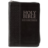 KJV Compact Bible - Black Zippered Faux Leather