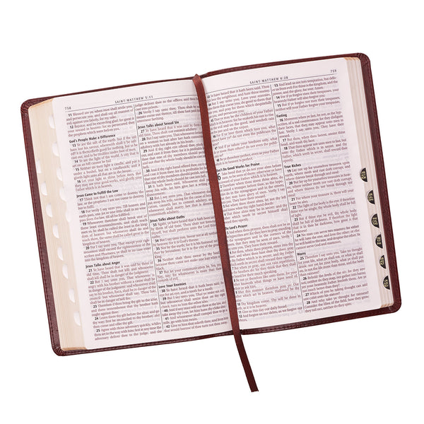 Burgundy Faux Leather Deluxe King James Version Gift Bible with Thumb Index