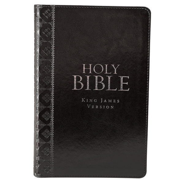 Black Faux Leather King James Version Deluxe Gift Bible with Thumb Index