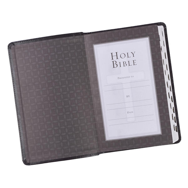 Black Faux Leather King James Version Deluxe Gift Bible with Thumb Index