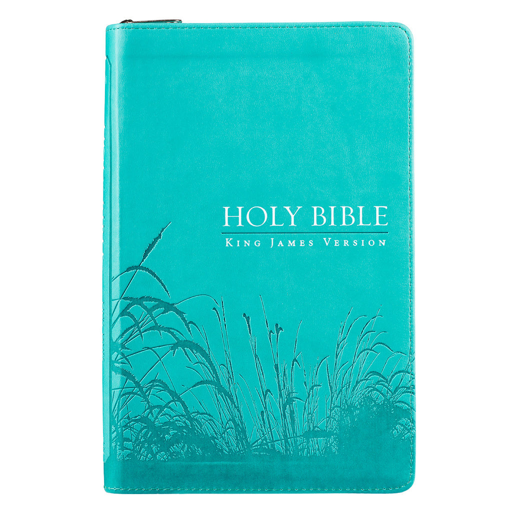 Turquoise Faux Leather Zippered KJV Deluxe Gift Bible with Thumb Index