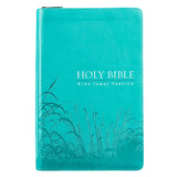 Turquoise Faux Leather Zippered KJV Deluxe Gift Bible with Thumb Index