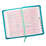 Turquoise Faux Leather Zippered KJV Deluxe Gift Bible with Thumb Index
