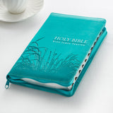 Turquoise Faux Leather Zippered KJV Deluxe Gift Bible with Thumb Index