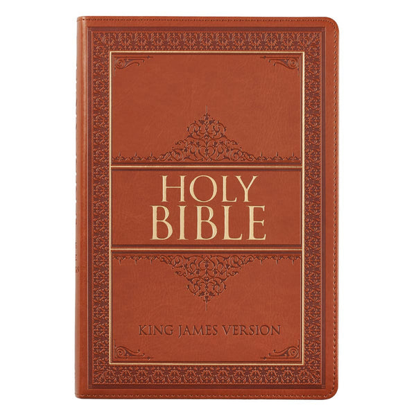 Tan Faux Leather Large Print Thinline KJV Bible with Thumb Index