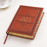 Tan Faux Leather Large Print Thinline KJV Bible with Thumb Index