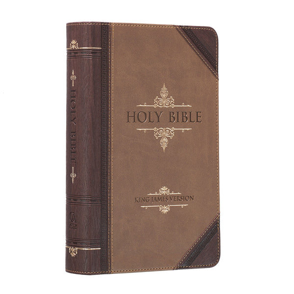 Brown Two-tone Quarter-bound Faux Leather Giant Print King James Version Bible