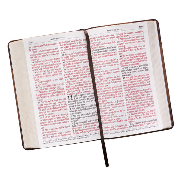 Brown Two-tone Quarter-bound Faux Leather Giant Print King James Version Bible