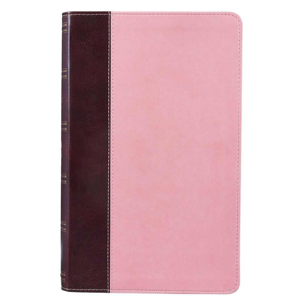 Brown and Pink Half-bound Faux Leather Giant Print King James Version Bible