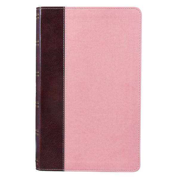 Brown and Pink Half-bound Faux Leather Giant Print King James Version Bible