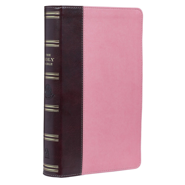 Brown and Pink Half-bound Faux Leather Giant Print King James Version Bible