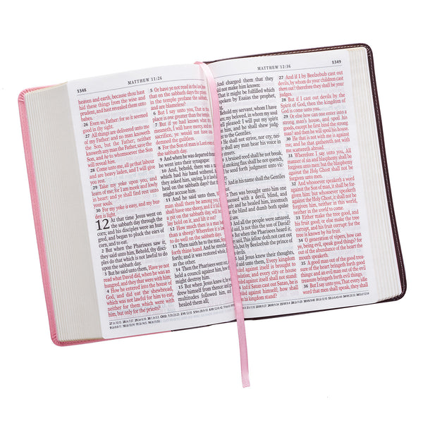 Brown and Pink Half-bound Faux Leather Giant Print King James Version Bible