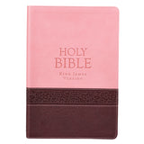 KJV Bible - Brown & Pink Large Print Faux Leather Thinline