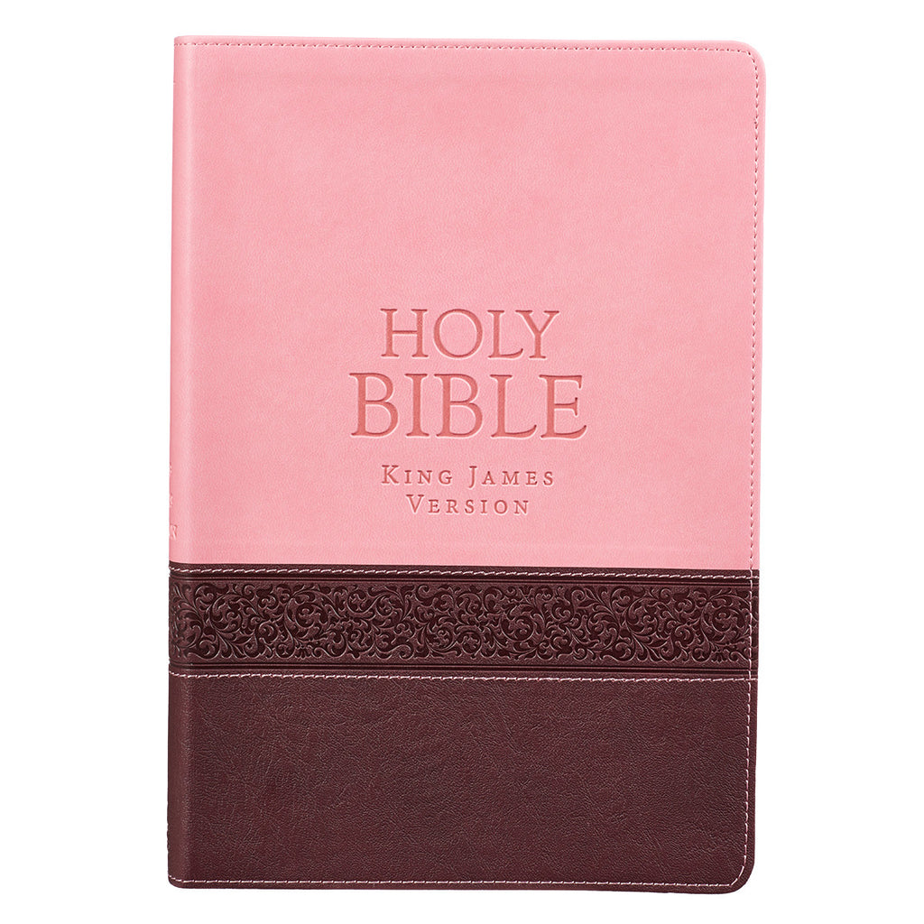 Brown & Pink Large Print Faux Leather Thinline King James Version Bible