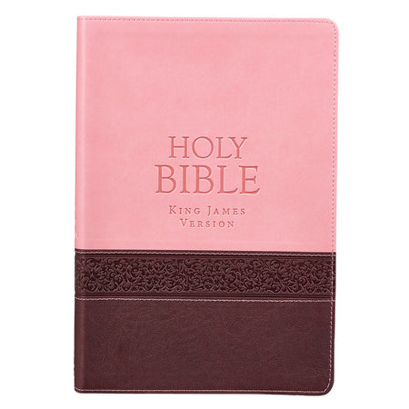 Tan Faux Leather Large Print Thinline KJV Bible with Thumb Index