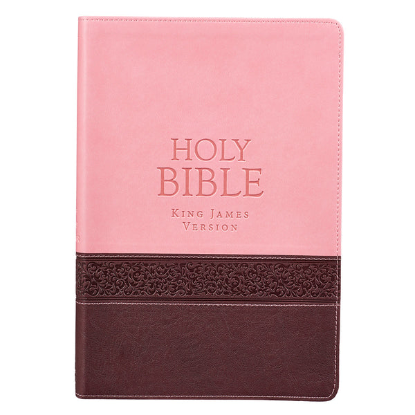 KJV Bible - Brown & Pink Large Print Faux Leather Thinline
