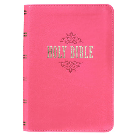 Brown & Pink Large Print Faux Leather Thinline King James Version Bible