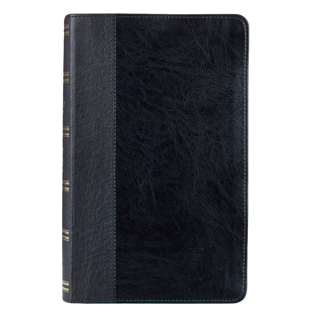 Black Half-bound Faux Leather Giant Print King James Version Bible with Thumb Index