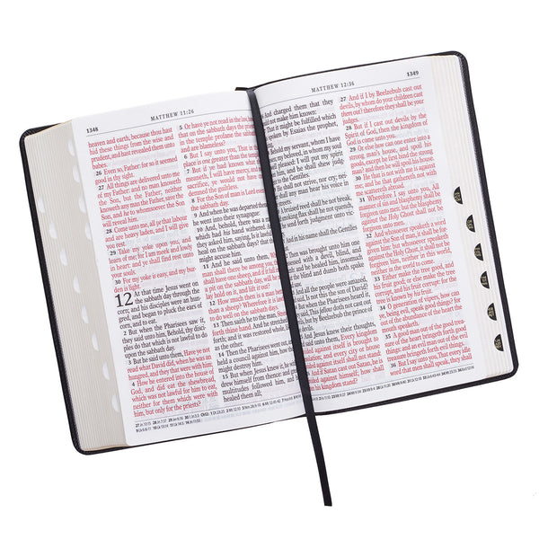 Black Half-bound Faux Leather Giant Print King James Version Bible with Thumb Index