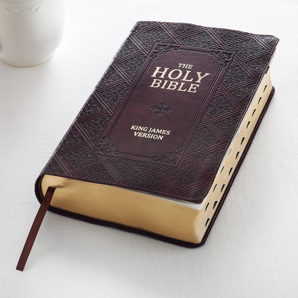 Dark Brown Faux Leather Giant Print King James Version Bible with Thumb Index