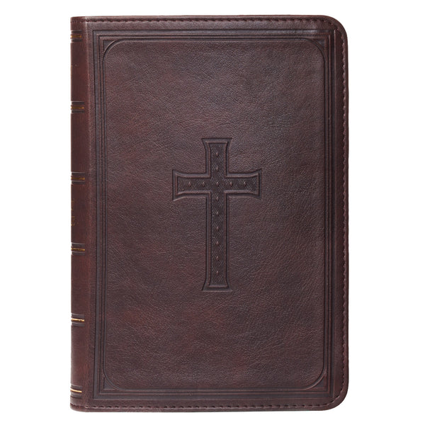 KJV Compact Bible - Dark Brown Faux Leather Large Print