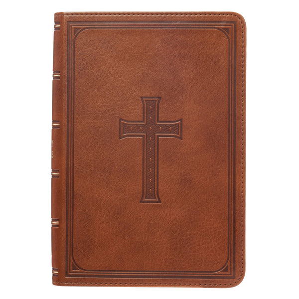 KJV Compact Bible - Medium Brown Faux Leather Large Print
