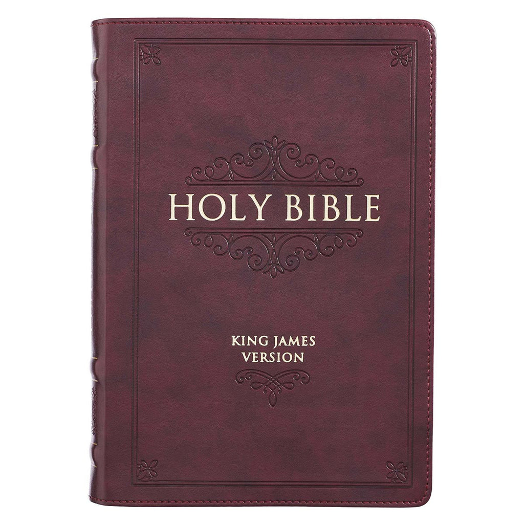 Burgundy Faux Leather Large Print Thinline KJV Bible with Thumb Index