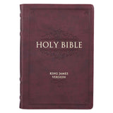 Burgundy Faux Leather Large Print Thinline KJV Bible with Thumb Index